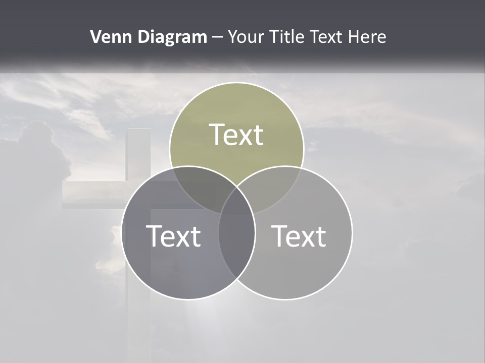 A Cross On A Cloudy Day With The Sun Shining Through The Clouds PowerPoint Template