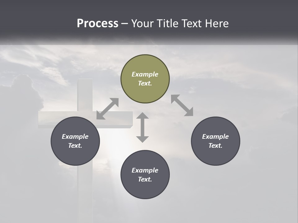 A Cross On A Cloudy Day With The Sun Shining Through The Clouds PowerPoint Template