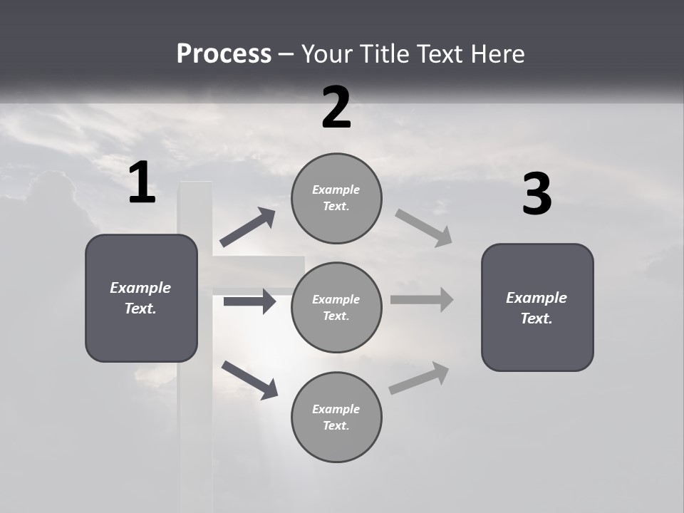 A Cross On A Cloudy Day With The Sun Shining Through The Clouds PowerPoint Template