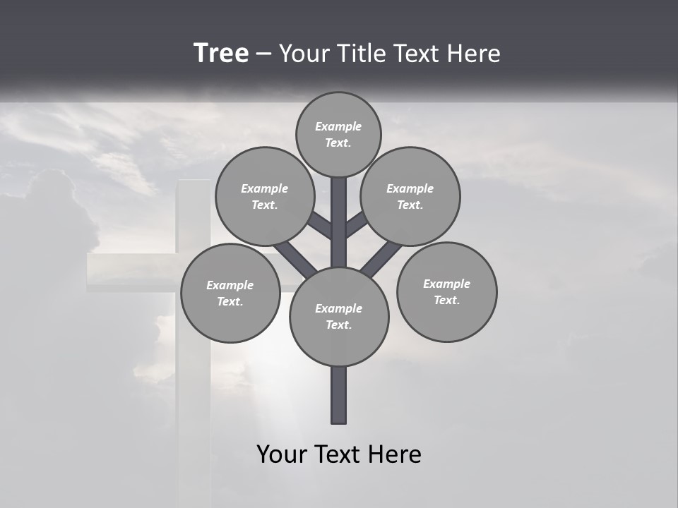 A Cross On A Cloudy Day With The Sun Shining Through The Clouds PowerPoint Template