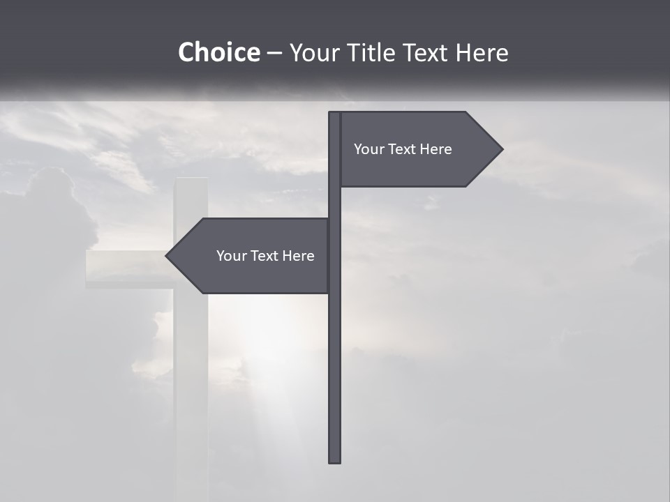 A Cross On A Cloudy Day With The Sun Shining Through The Clouds PowerPoint Template