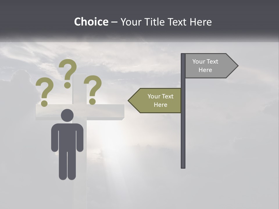 A Cross On A Cloudy Day With The Sun Shining Through The Clouds PowerPoint Template