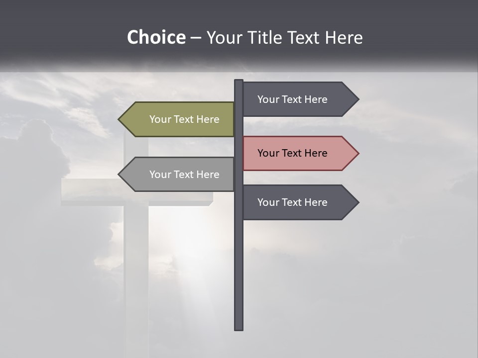 A Cross On A Cloudy Day With The Sun Shining Through The Clouds PowerPoint Template
