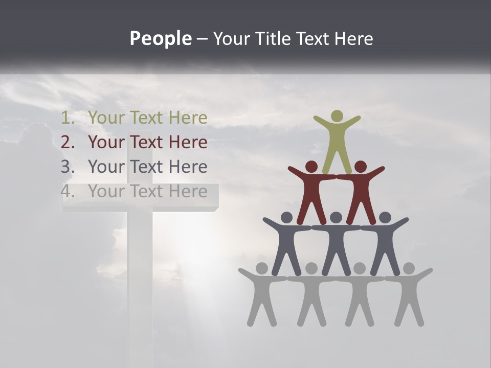 A Cross On A Cloudy Day With The Sun Shining Through The Clouds PowerPoint Template