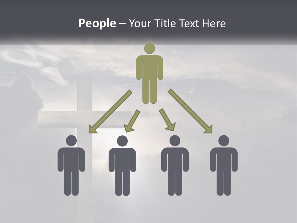 A Cross On A Cloudy Day With The Sun Shining Through The Clouds PowerPoint Template