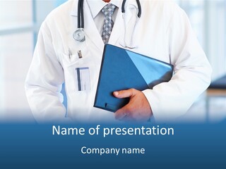 A Doctor Holding A Folder With A Stethoscope On It PowerPoint Template