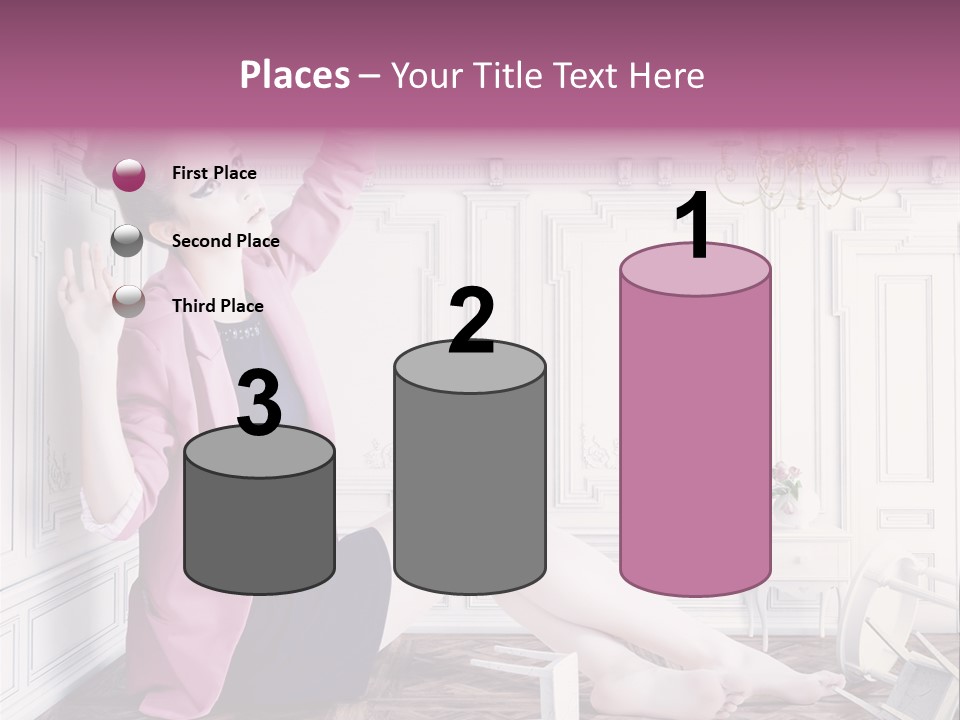 A Woman In A Pink Jacket Sitting On The Floor PowerPoint Template