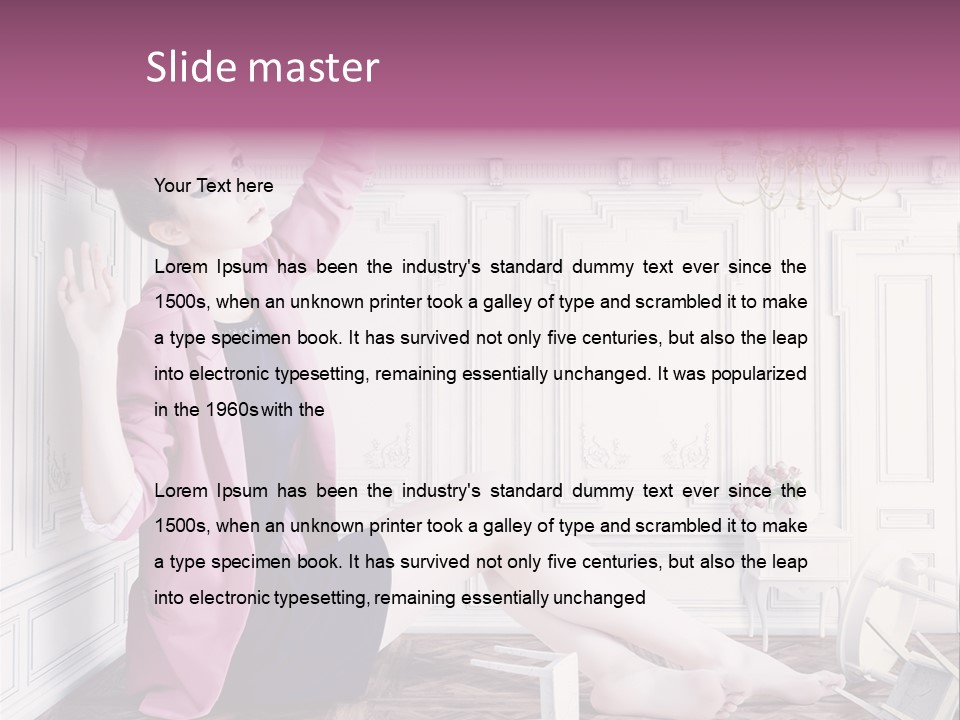 A Woman In A Pink Jacket Sitting On The Floor PowerPoint Template