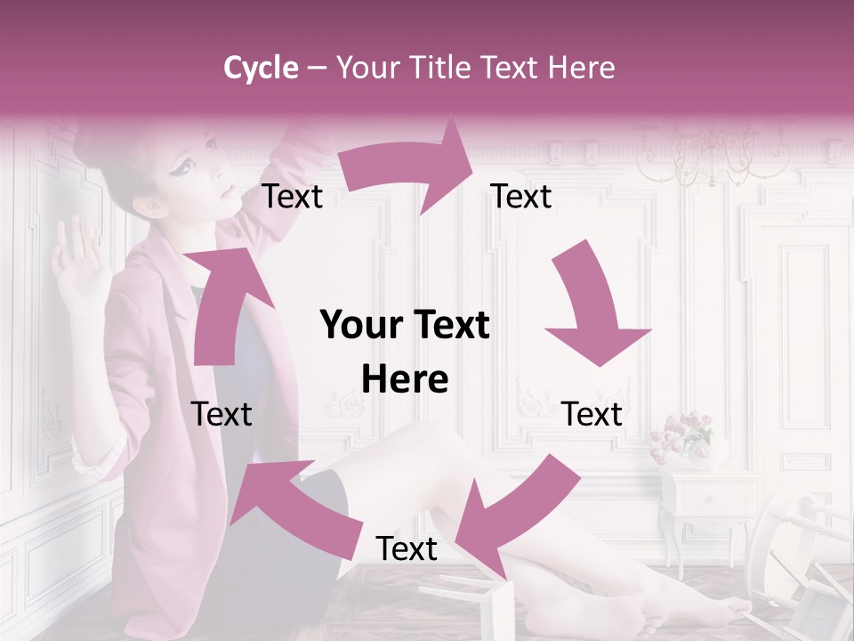 A Woman In A Pink Jacket Sitting On The Floor PowerPoint Template