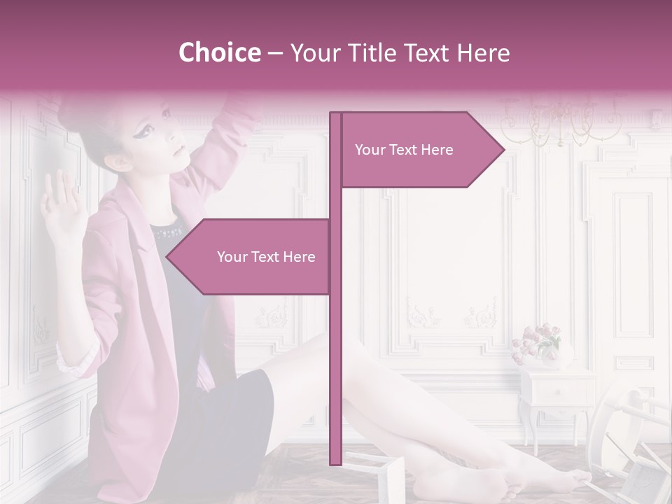 A Woman In A Pink Jacket Sitting On The Floor PowerPoint Template