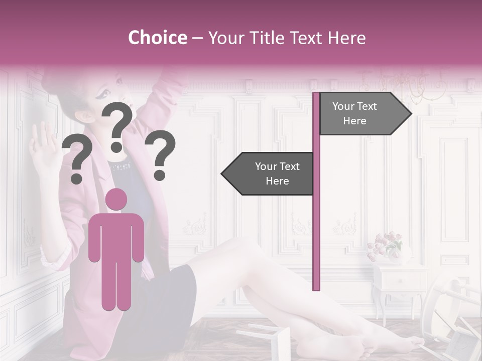 A Woman In A Pink Jacket Sitting On The Floor PowerPoint Template