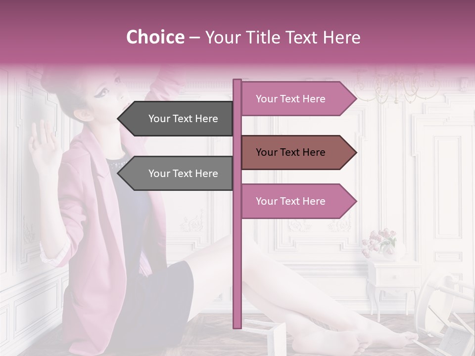 A Woman In A Pink Jacket Sitting On The Floor PowerPoint Template