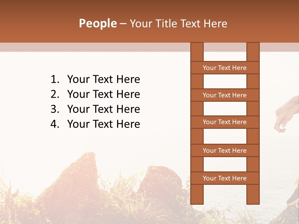 A Woman Sitting On A Rock With A Backpack On Her Back PowerPoint Template