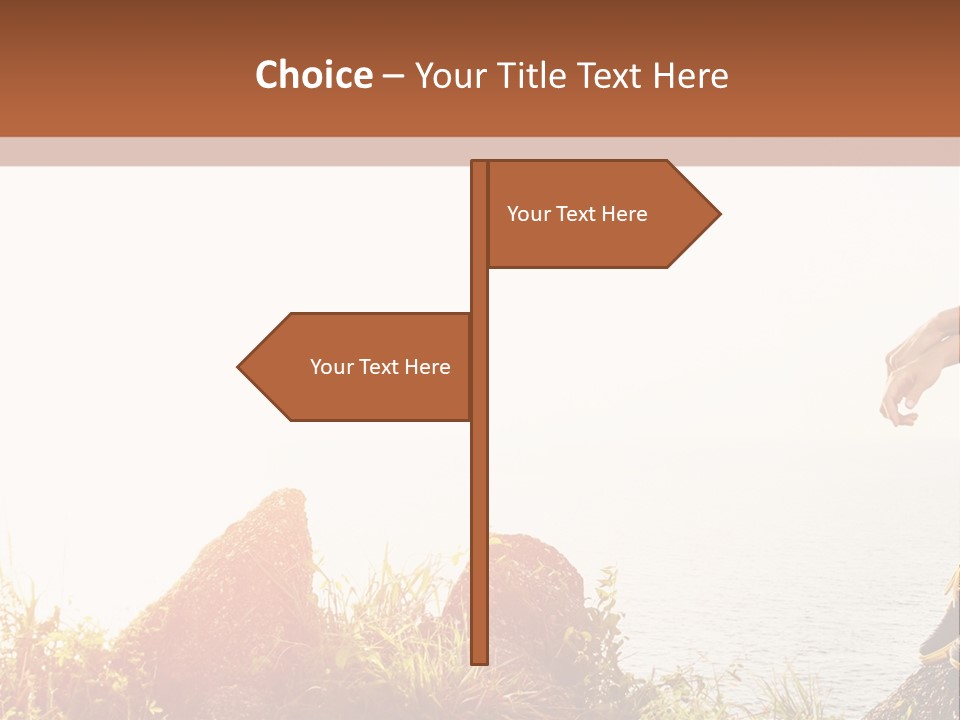 A Woman Sitting On A Rock With A Backpack On Her Back PowerPoint Template