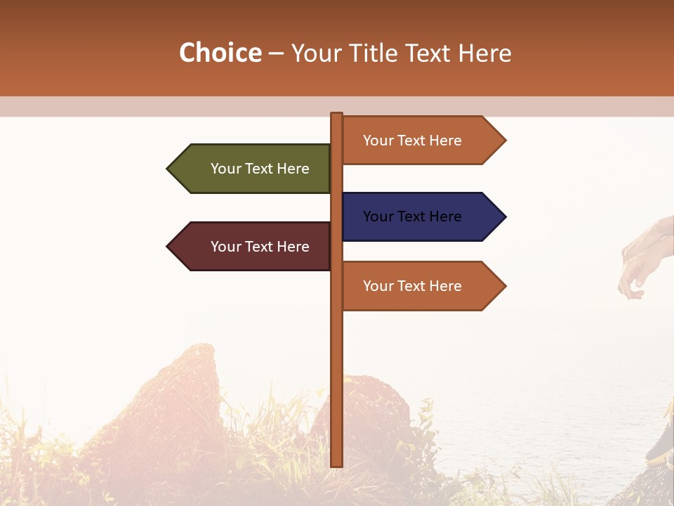 A Woman Sitting On A Rock With A Backpack On Her Back PowerPoint Template