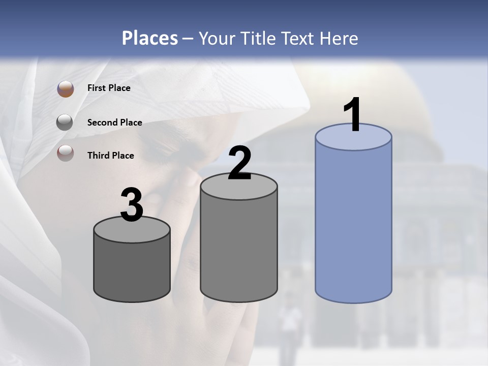 A Woman In A Headscarf Is Praying In Front Of A Mosque PowerPoint Template