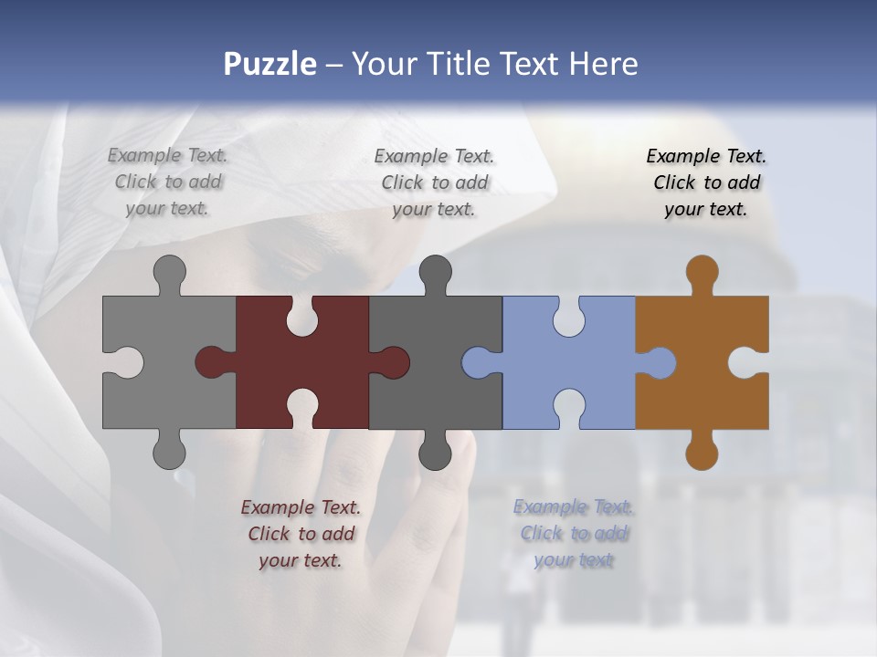 A Woman In A Headscarf Is Praying In Front Of A Mosque PowerPoint Template