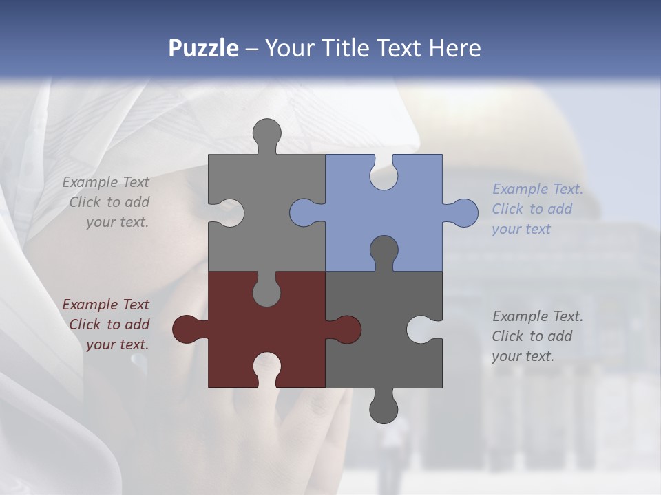 A Woman In A Headscarf Is Praying In Front Of A Mosque PowerPoint Template