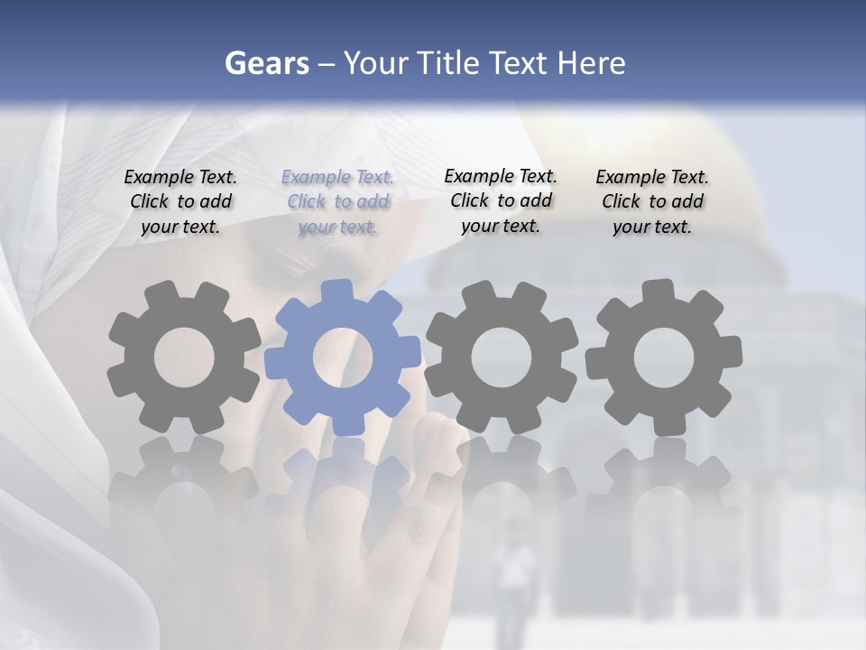 A Woman In A Headscarf Is Praying In Front Of A Mosque PowerPoint Template