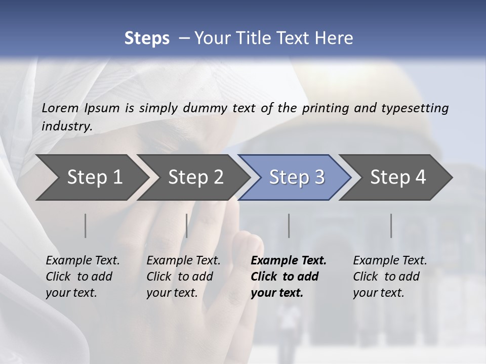 A Woman In A Headscarf Is Praying In Front Of A Mosque PowerPoint Template