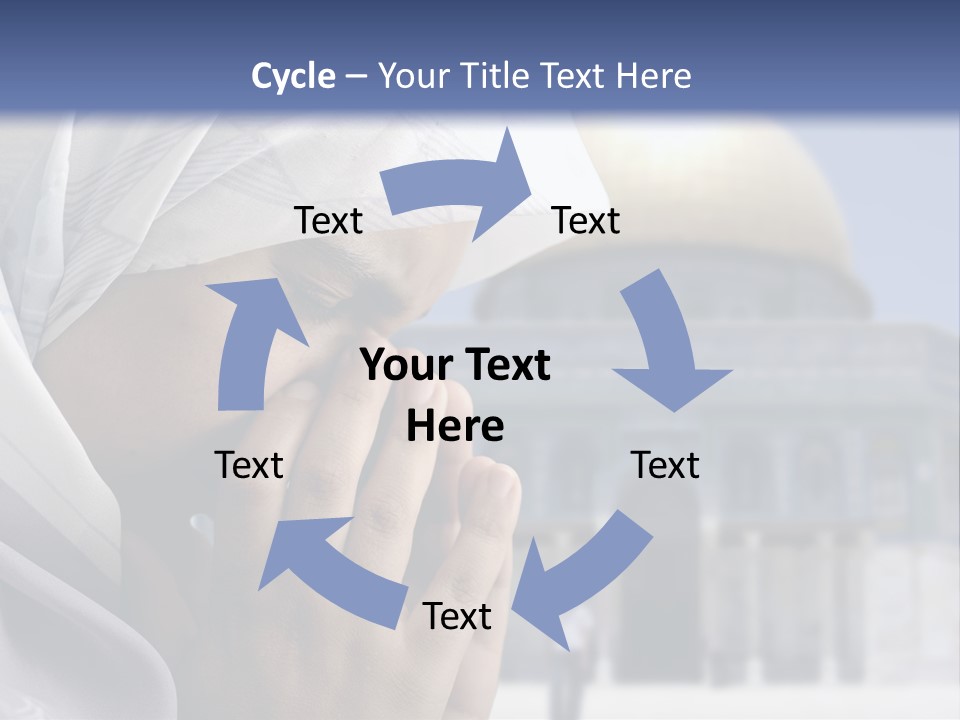 A Woman In A Headscarf Is Praying In Front Of A Mosque PowerPoint Template