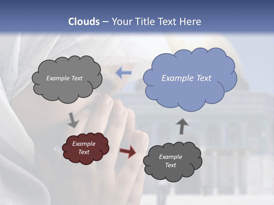 A Woman In A Headscarf Is Praying In Front Of A Mosque PowerPoint Template