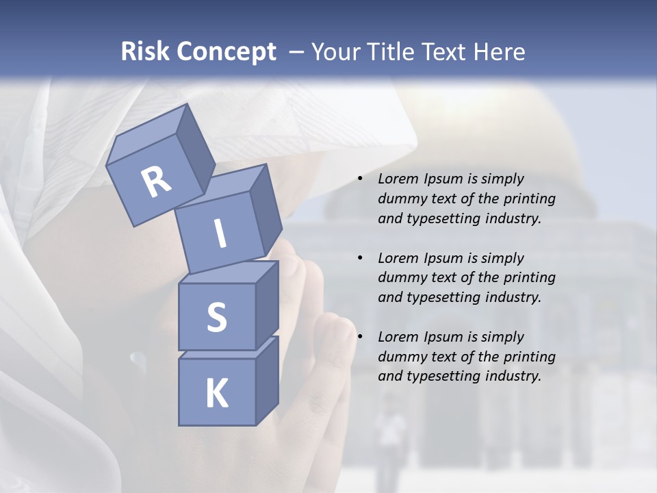 A Woman In A Headscarf Is Praying In Front Of A Mosque PowerPoint Template