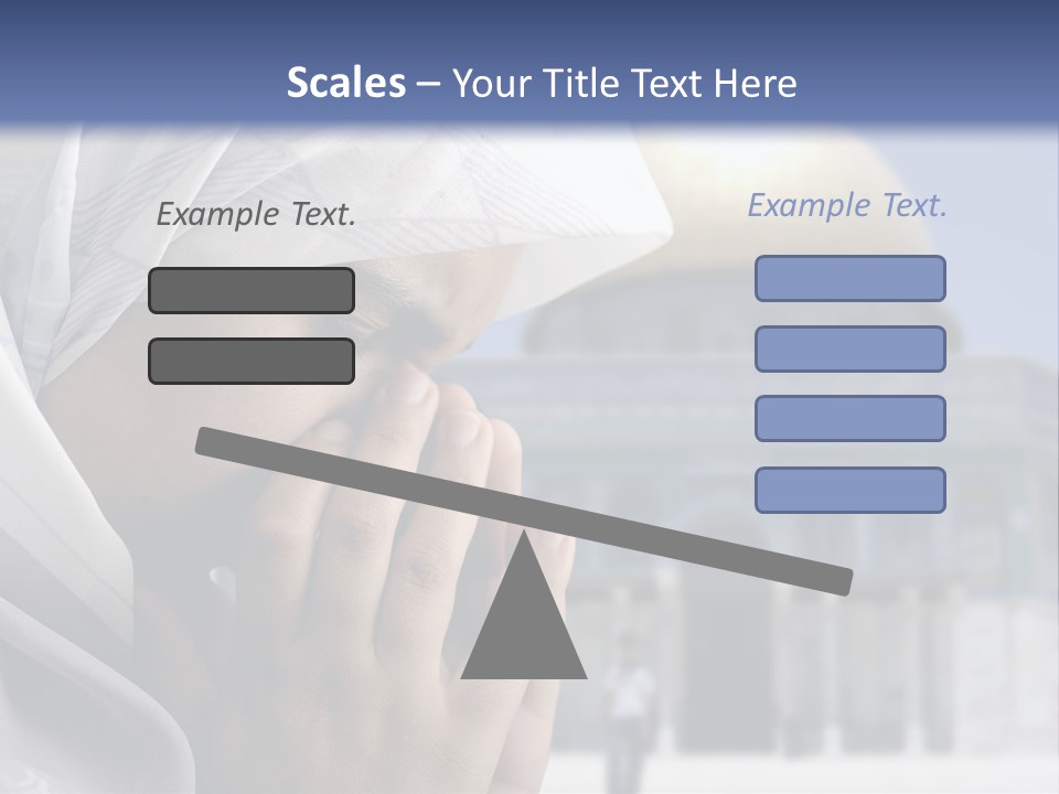 A Woman In A Headscarf Is Praying In Front Of A Mosque PowerPoint Template