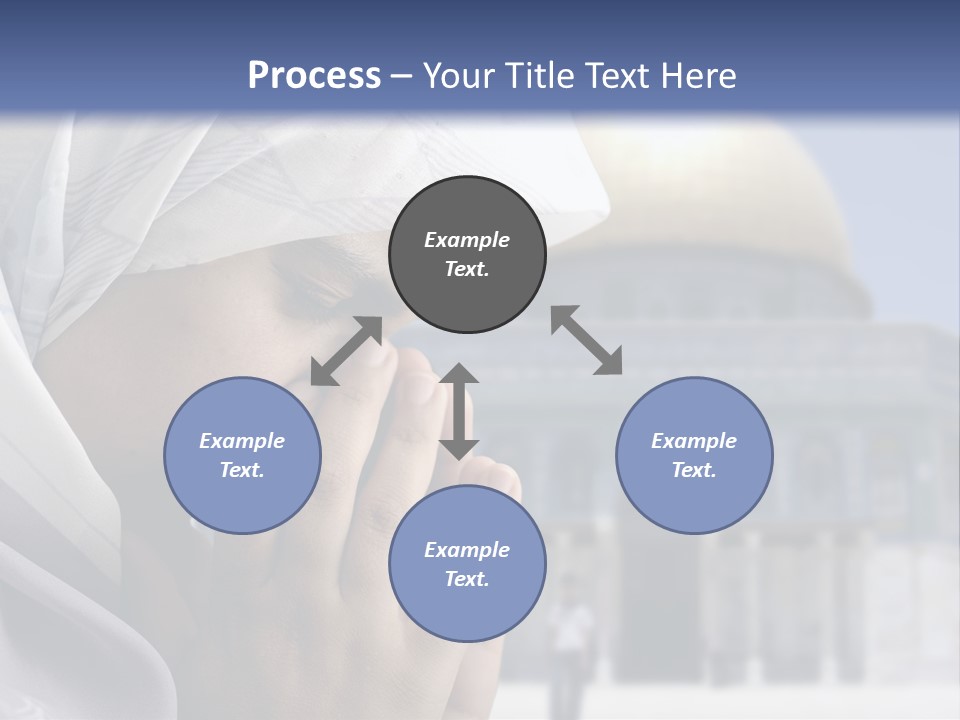 A Woman In A Headscarf Is Praying In Front Of A Mosque PowerPoint Template