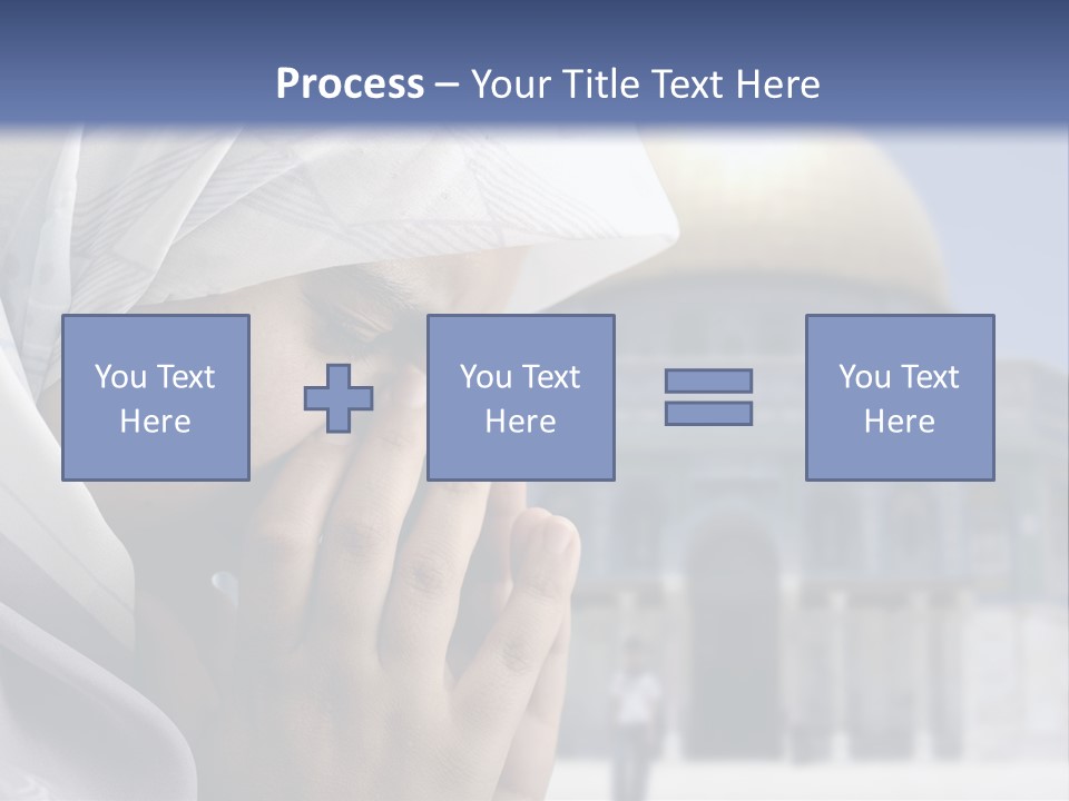 A Woman In A Headscarf Is Praying In Front Of A Mosque PowerPoint Template