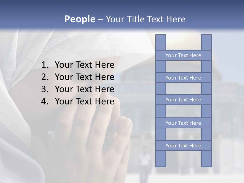A Woman In A Headscarf Is Praying In Front Of A Mosque PowerPoint Template