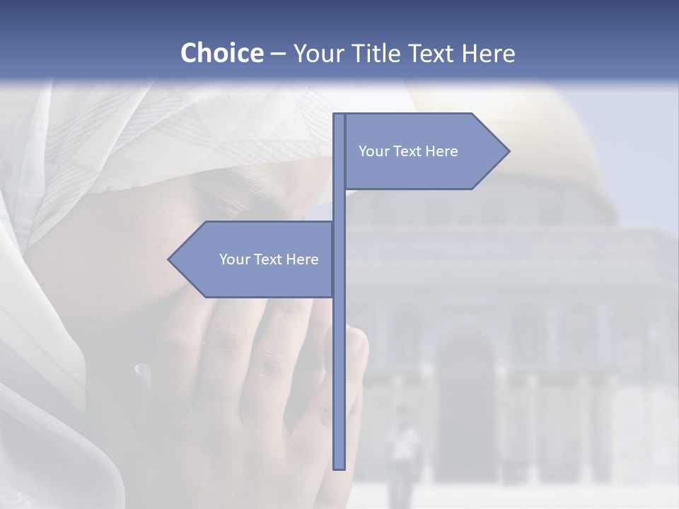 A Woman In A Headscarf Is Praying In Front Of A Mosque PowerPoint Template