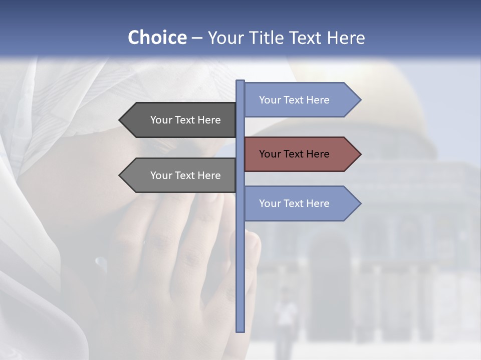 A Woman In A Headscarf Is Praying In Front Of A Mosque PowerPoint Template