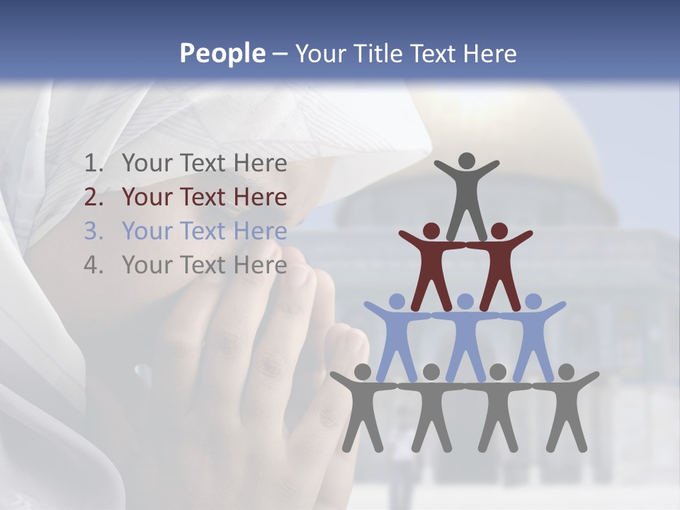 A Woman In A Headscarf Is Praying In Front Of A Mosque PowerPoint Template