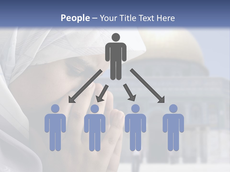 A Woman In A Headscarf Is Praying In Front Of A Mosque PowerPoint Template