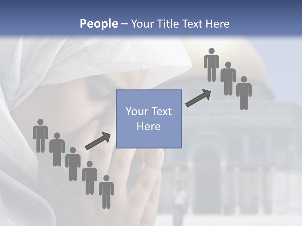 A Woman In A Headscarf Is Praying In Front Of A Mosque PowerPoint Template