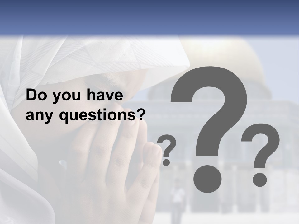 A Woman In A Headscarf Is Praying In Front Of A Mosque PowerPoint Template