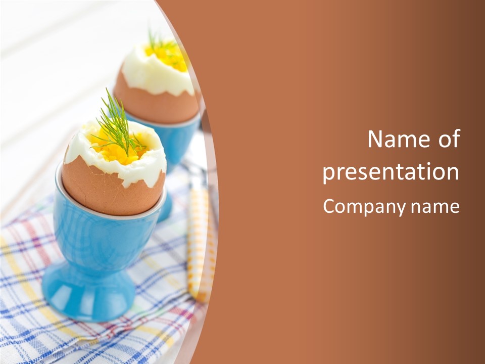Two Eggs In An Egg Cup On A Table PowerPoint Template