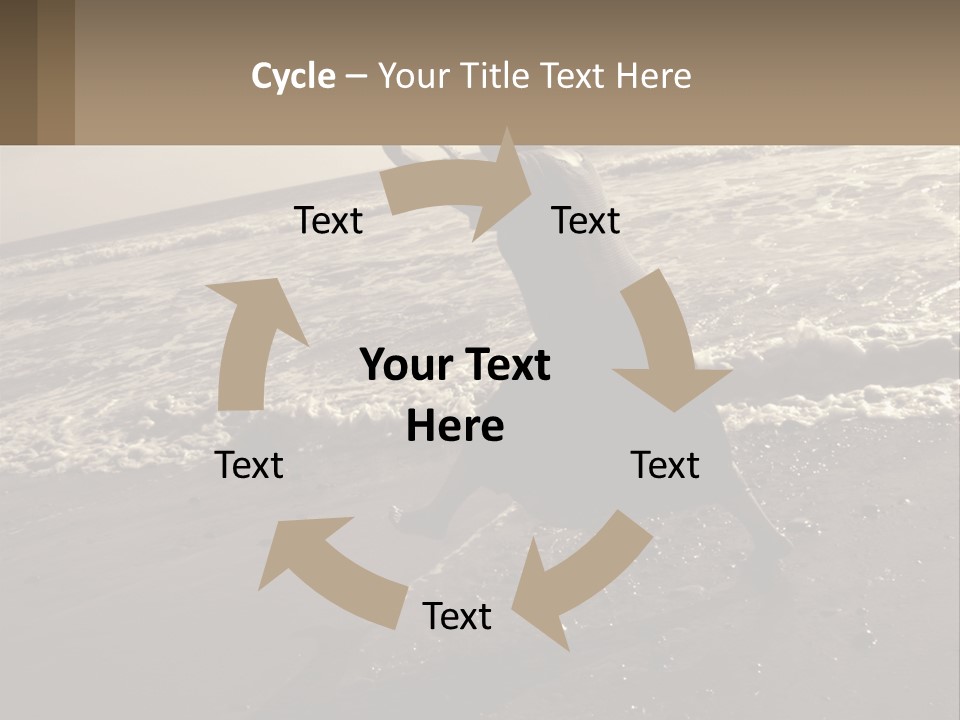 A Woman Walking On The Beach With Her Arms In The Air PowerPoint Template