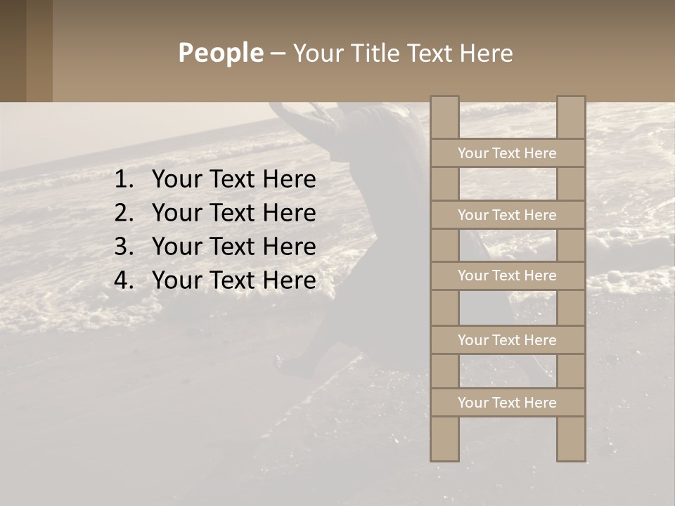 A Woman Walking On The Beach With Her Arms In The Air PowerPoint Template