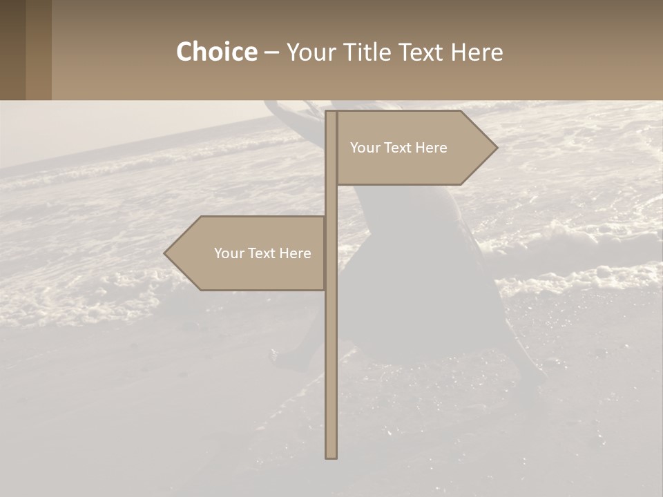 A Woman Walking On The Beach With Her Arms In The Air PowerPoint Template