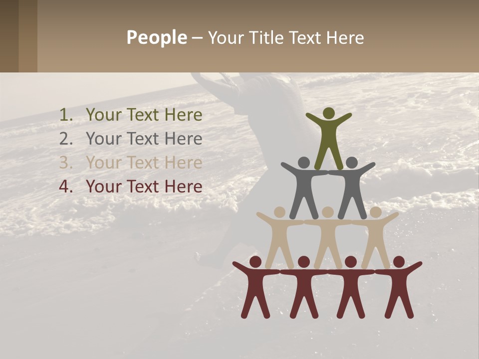 A Woman Walking On The Beach With Her Arms In The Air PowerPoint Template