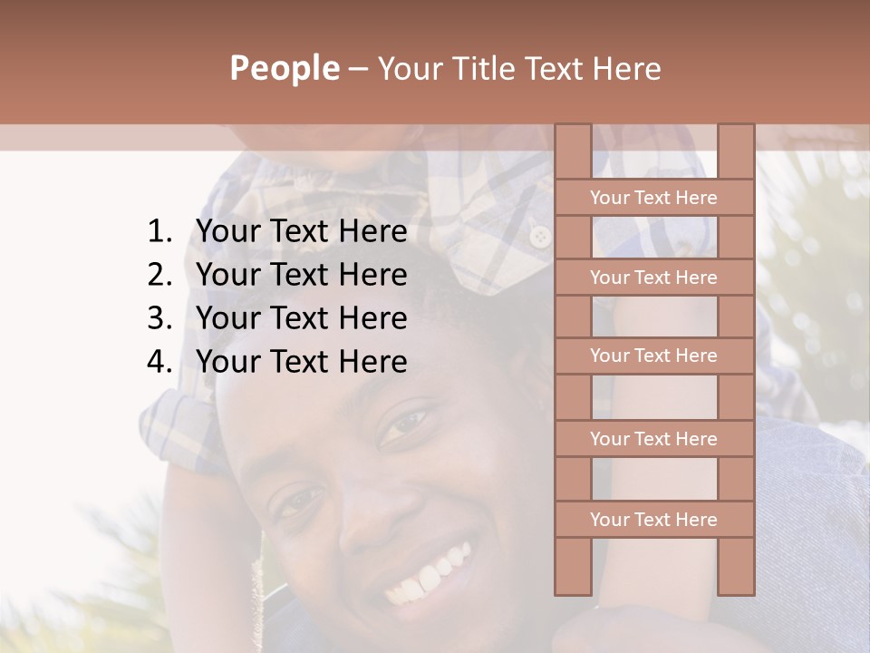 A Man Holding A Child On His Shoulders PowerPoint Template
