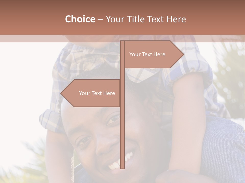 A Man Holding A Child On His Shoulders PowerPoint Template