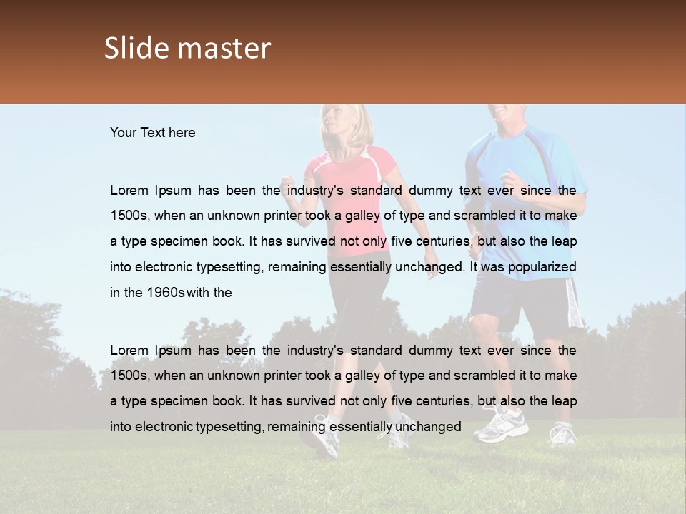A Man And A Woman Jogging In A Field PowerPoint Template