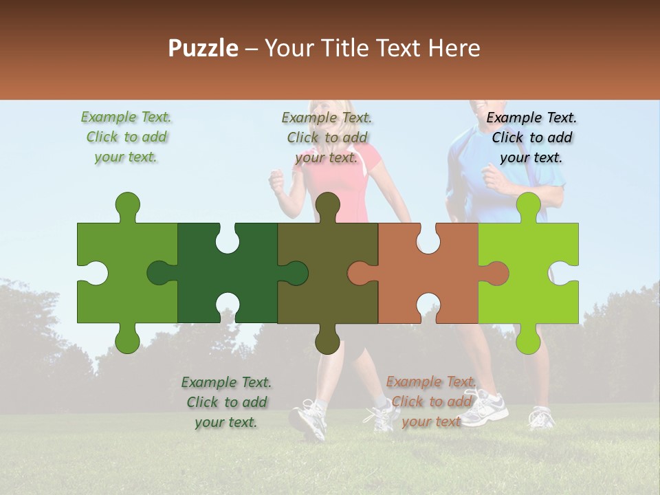 A Man And A Woman Jogging In A Field PowerPoint Template