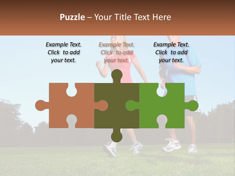 A Man And A Woman Jogging In A Field PowerPoint Template