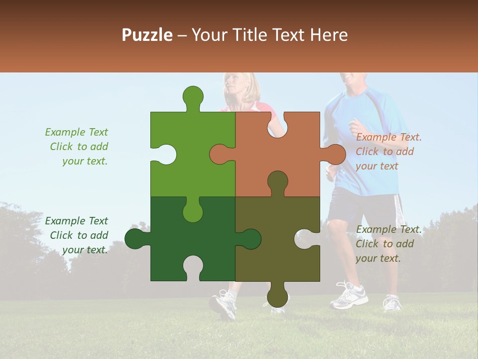 A Man And A Woman Jogging In A Field PowerPoint Template