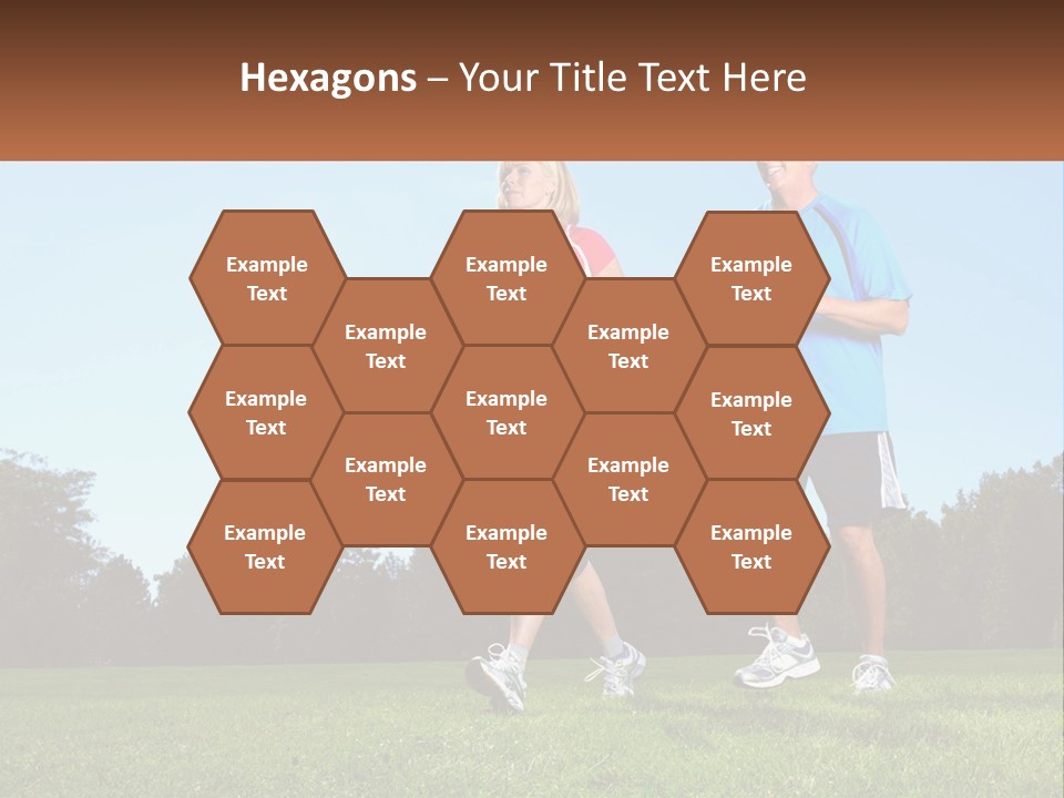 A Man And A Woman Jogging In A Field PowerPoint Template