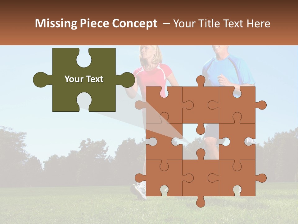 A Man And A Woman Jogging In A Field PowerPoint Template